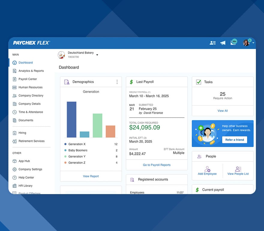 Paychex Flex dashboard