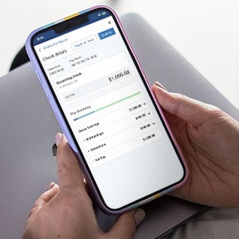 A paystub on a mobile device