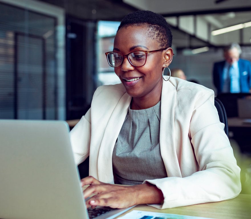 An HR manager working on her computer