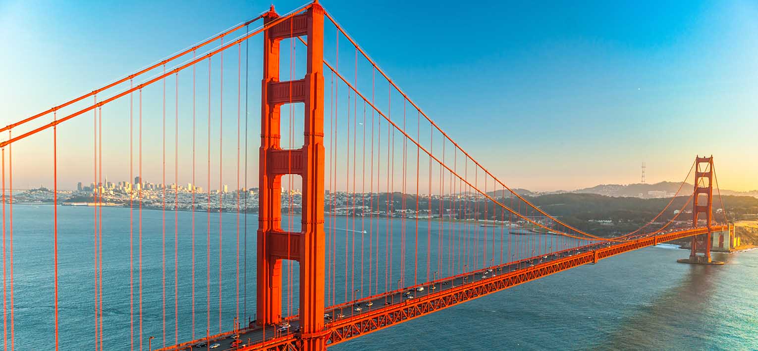 Landscape of Golden Gate bridge, in California