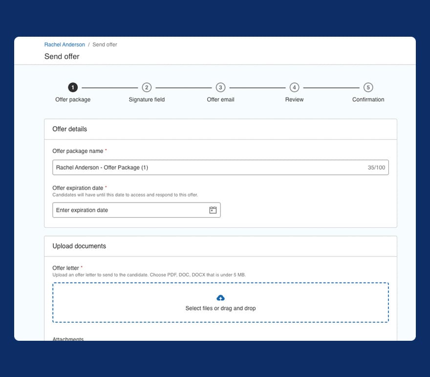 Send an offer to a job candidate through Paychex Flex